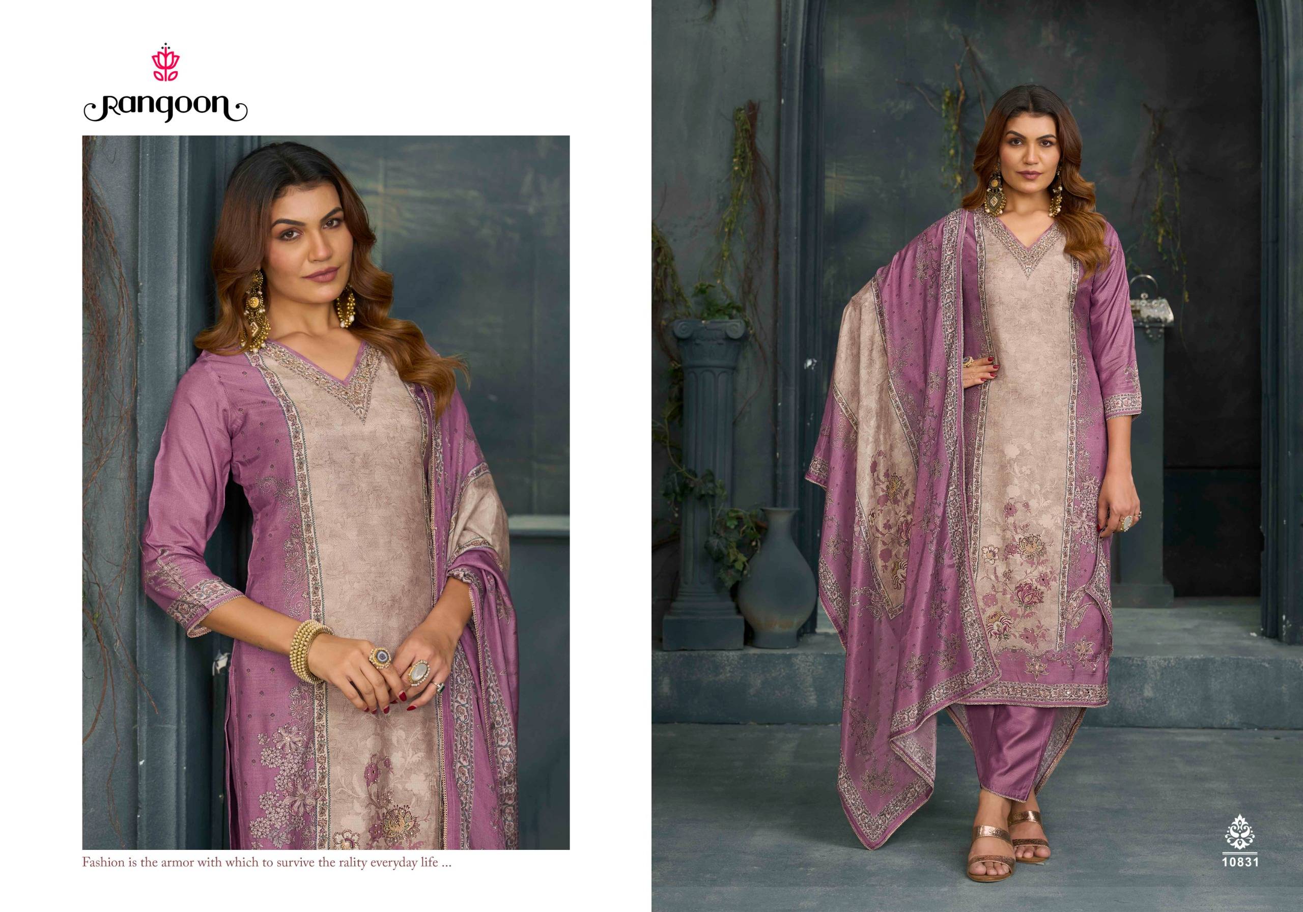 MADHAVI BY Rangoon 10831 to 10834 series Stylish Fancy stitched dresses pure muslin At Wholesale Price